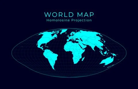 Map of The World. Pseudocylindrical equal-area Goode homolosine projection... Stock Illustration