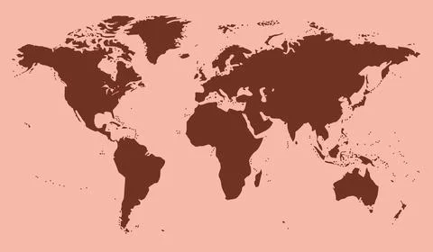 Map of the World on a red background. Vector Illustration. Stock Illustration