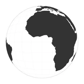 Map of The World. Satellite (tilted perspective) projection. Globe with lat.. Stock Photos