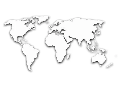 Map of world with shadow on white background イラスト素材