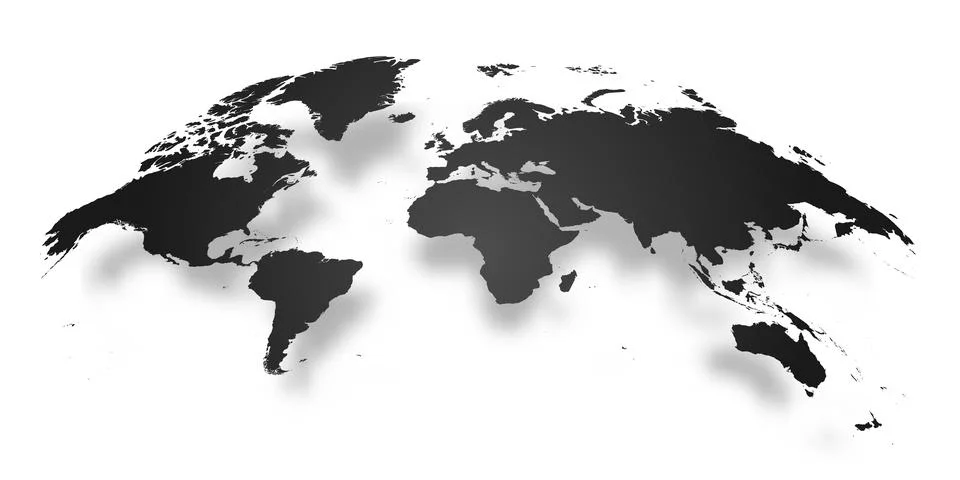 Map of the World Shown in a Convex Shape Stock Illustration
