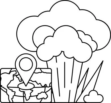 A map of the world is shown with a large cloud of smoke in the background Stock Illustration