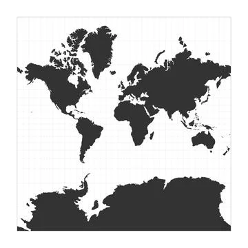 Map of The World. Spherical Mercator projection. Globe with latitude and lo.. Stock Illustration
