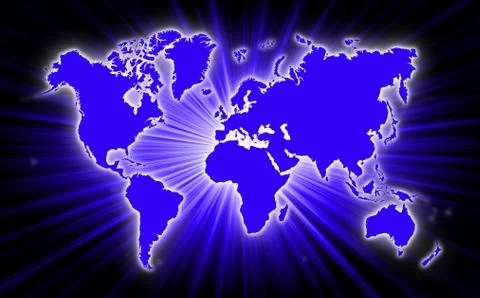 Map of world with starburst on background Stockfoto's