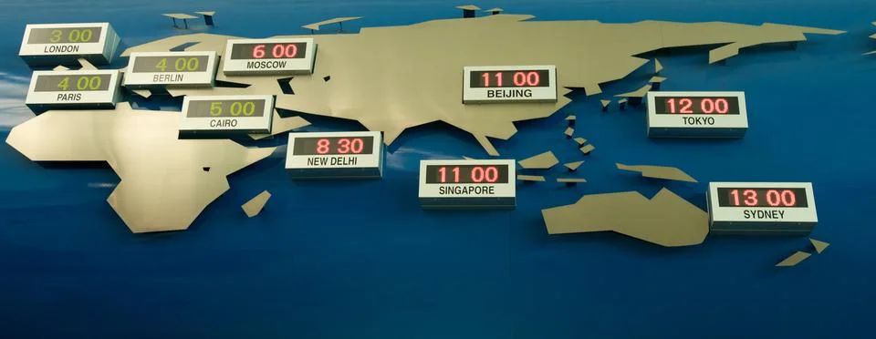 A map with the world time zone Stock Photos