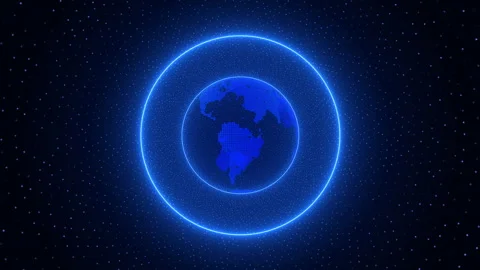 Map World Transformation Technology, Futuristic Digital data networking Stock Footage 338419962