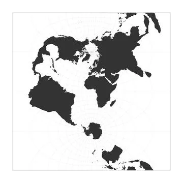 Map of The World. Transverse spherical Mercator projection. Globe with lati.. Illustrazione stock