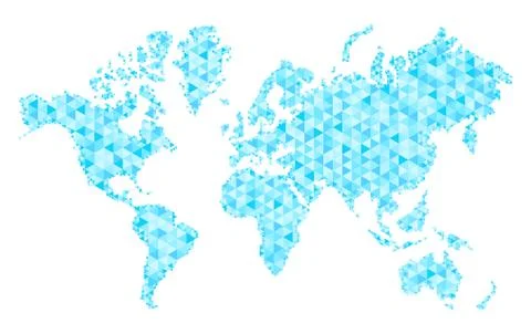 Map of world with trendy triangles design. Earth Map. Vector Background.  Stock Illustration