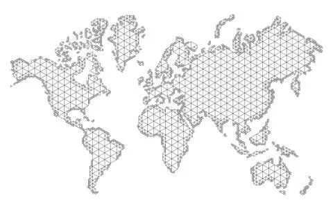 Map of world with trendy triangles design. Polygon Mesh of Earth Map. Vector  Stock Illustration
