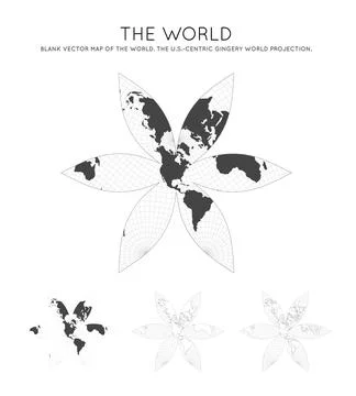 Map of The World. The U.S.-centric Gingery world projection. Globe with lat.. 스톡 일러스트