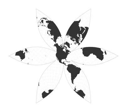Map of The World. The U.S.-centric Gingery world projection. Globe with lat.. Stock Illustration