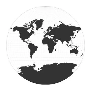Map of The World. Van der Grinten III projection. Globe with latitude and l.. Stock Illustration