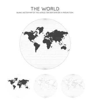 Map of The World. Van der Grinten III projection. Globe with latitude and l.. Stock Illustration