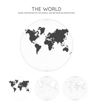 Map of The World. Van der Grinten projection. Globe with latitude and longi.. Stock Illustration