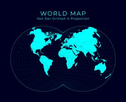 Map of The World. Van der Grinten IV projection. Futuristic Infographic wor.. Stock Illustration
