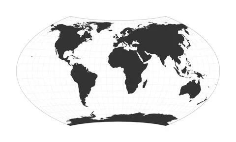 Map of The World. Wagner projection. Globe with latitude and longitude net... イラスト素材