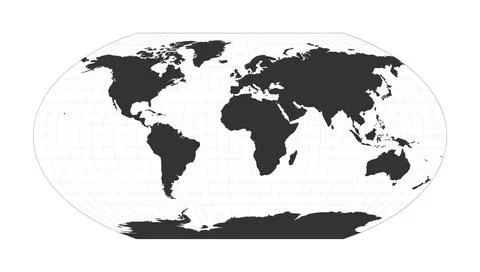 Map of The World. Wagner VI projection. Globe with latitude and longitude n.. Illustrazione stock