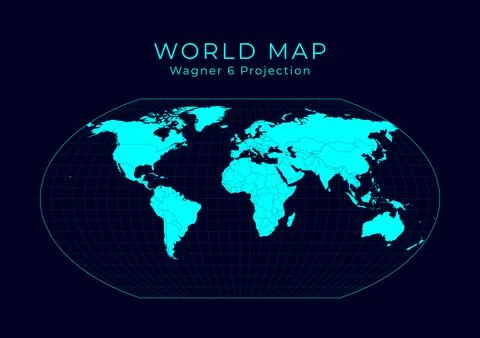 Map of The World. Wagner VI projection. Futuristic Infographic world illust.. Stock Illustration
