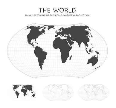 Map of The World. Wagner VII projection. Globe with latitude and longitude .. イラスト素材