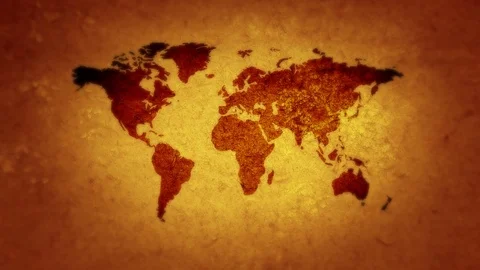 Map of the world with weapons. World on the brink of war. Hot spots of the Stock Footage 72634397