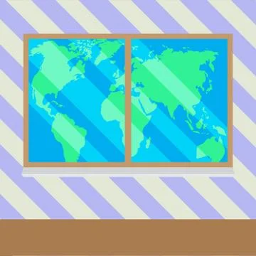 Map of  world from window vector Stock Illustration