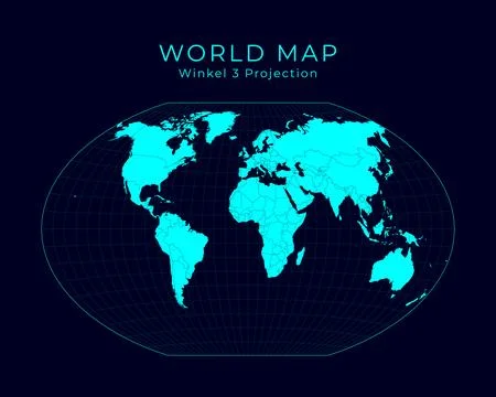 Map of The World. Winkel tripel projection. Futuristic Infographic world il.. Stock Illustration