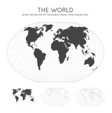 Map of The World. Winkel tripel projection. Globe with latitude and longitu.. 스톡 일러스트