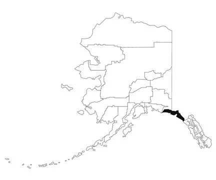 Map of yakutan borough in Alaska state on white background. single borough .. Stock Illustration