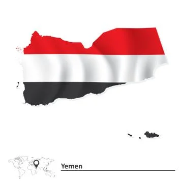 Map of Yemen with flag Stock Illustration
