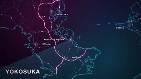 Map of Yokosuka Stock Footage 341043670