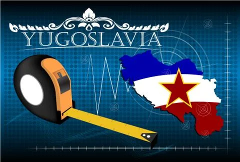 Map of Yugoslavia with ruler, vector. Stock Illustration