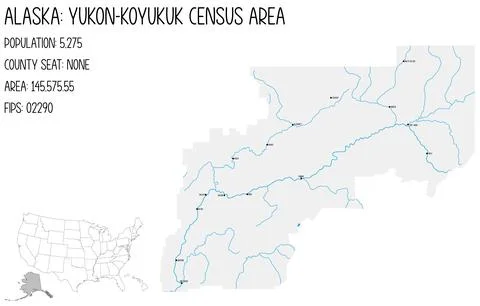 Map of Yukon-Koyukuk Census Area in Alaska, USA. Stock Illustration