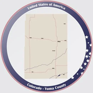 Map of Yuma County in Colorado Stock Illustration