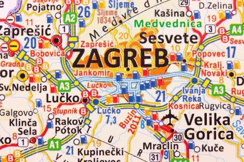Map of Zagreb Stock Photos