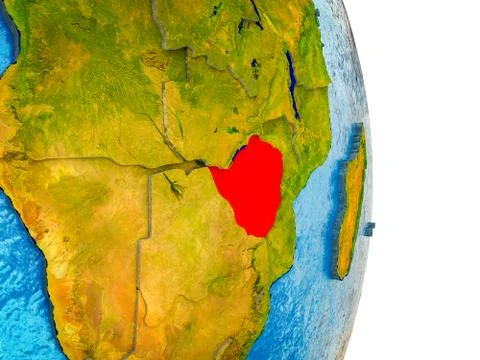 Map of Zimbabwe on 3D Earth Stock Illustration