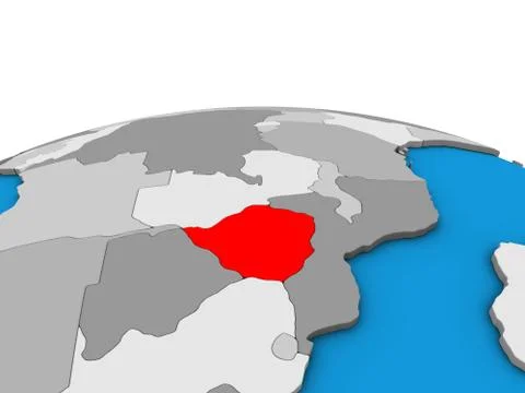 Map of Zimbabwe on 3D globe Stock Illustration
