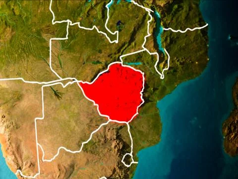 Map of Zimbabwe on Earth Stock Photos