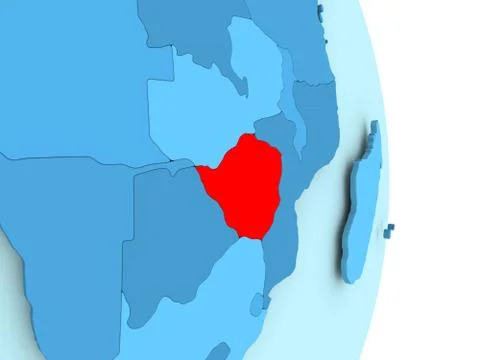 Map of Zimbabwe in red Stock Illustration