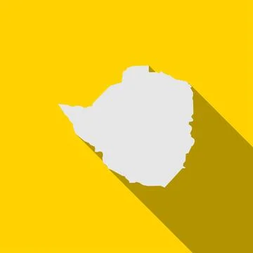 Map of Zimbabwe on yellow Background with long shadow Stock Illustration