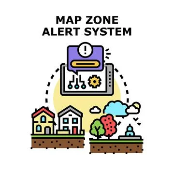 Map zone alert system for community safety Stock Illustration