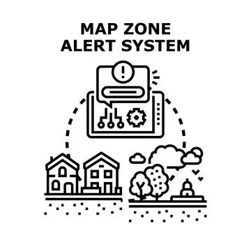 Map zone alert system for community safety Stock Illustration