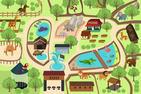 Map of a zoo park Ilustração Stock