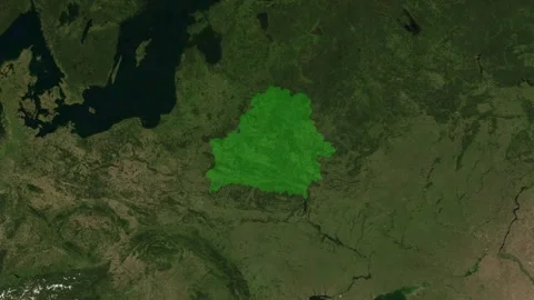 Map zoom into Belarus from space, highlighting the borders. Stock-Footage 342360036