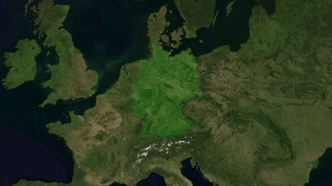 Map zoom into Germany from space, highlighting the borders. Vídeos de archivo 342360037