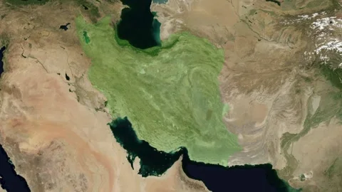 Map zoom into Iran from space, highlighting the country borders. Stock-Footage 342360050