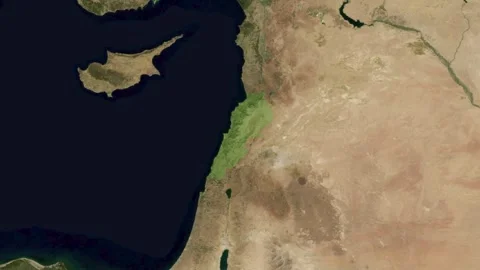 Map zoom into Lebanon from space, highlighting the borders. Stock-Footage 342360049