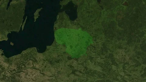 Map zoom into Lithuania from space, highlighting the borders. Vídeos de archivo 342360048