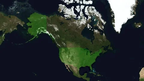Map zoom into the United States from space, highlighting borders. Vídeos de archivo 342360054