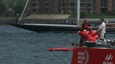 Mapfre sailing team gets ready for in port race Stock Footage 50967265