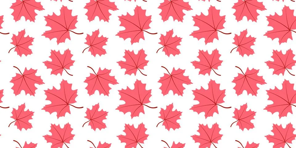 Maple autumn leaves seamless pattern, flat design template. Autumn background 스톡 일러스트